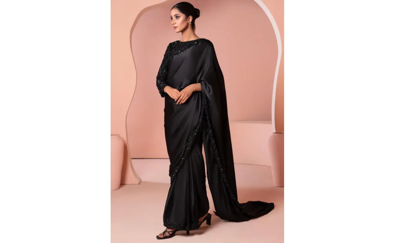 Black Sequin Saree Online