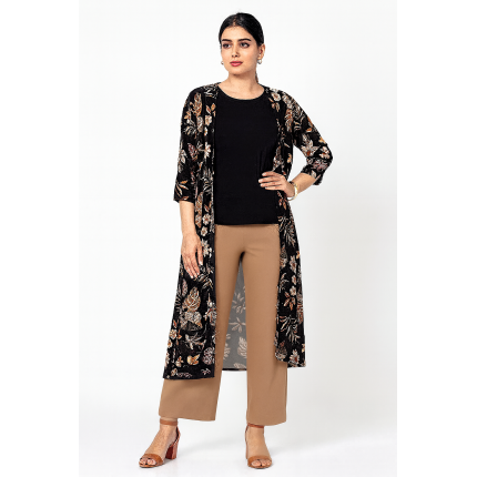 Black Floral Shrug with Inner