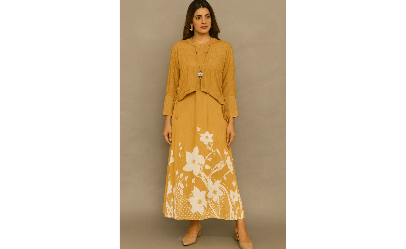 Velora Charm Yellow Maxi Dress for Women