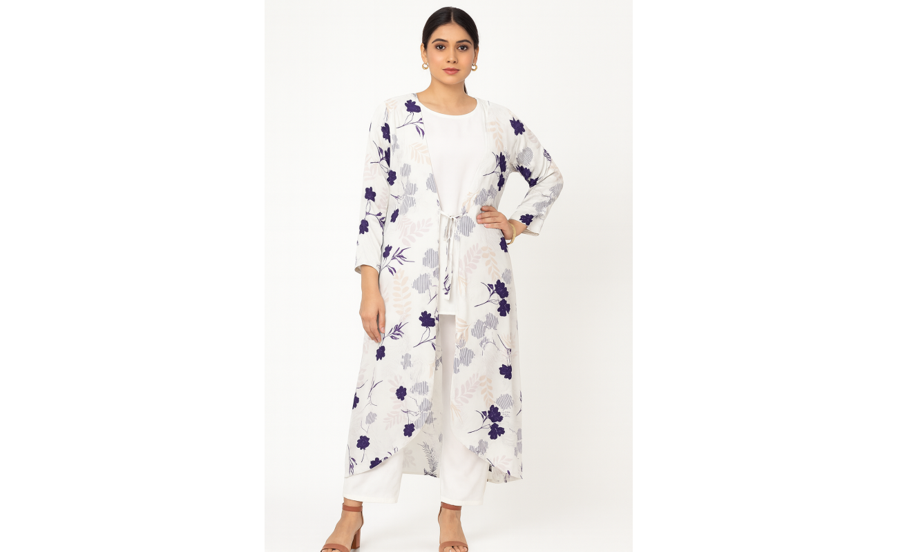 White Floral Shrug with Inner