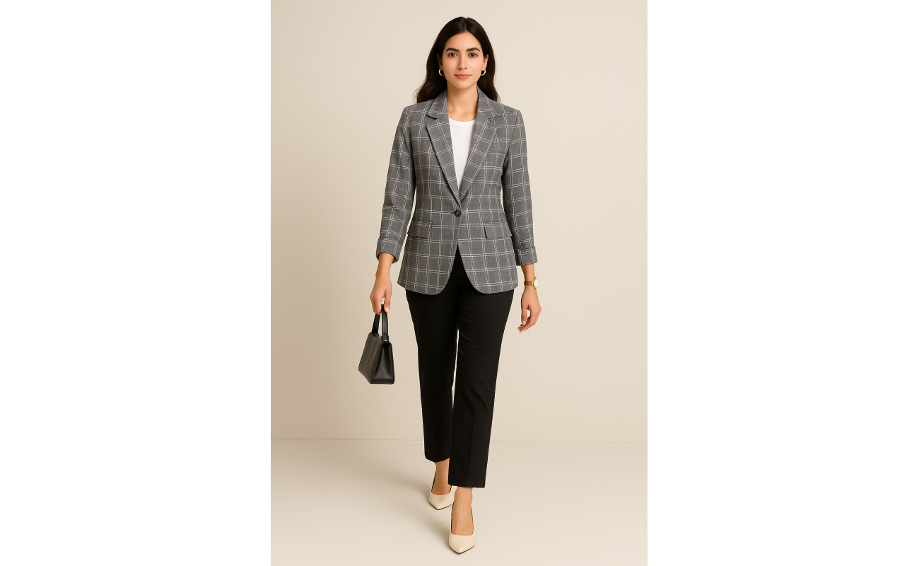 Grey check women’s blazer