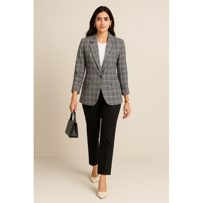 Grey check women’s blazer