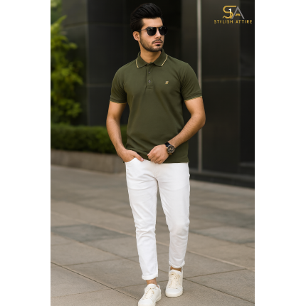 Olive green polo t-shirt