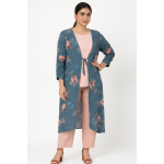 Teal Floral Shrug with Inner