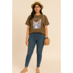 Brown Crop T Shirt