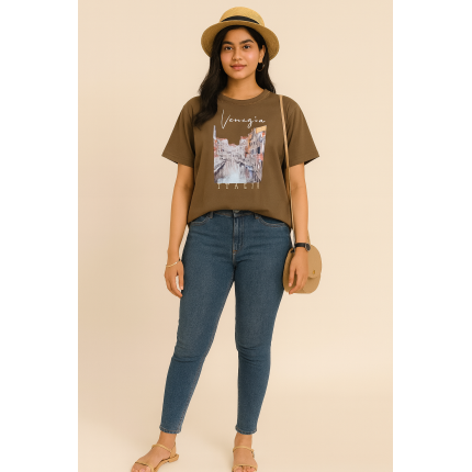 Brown Crop T Shirt