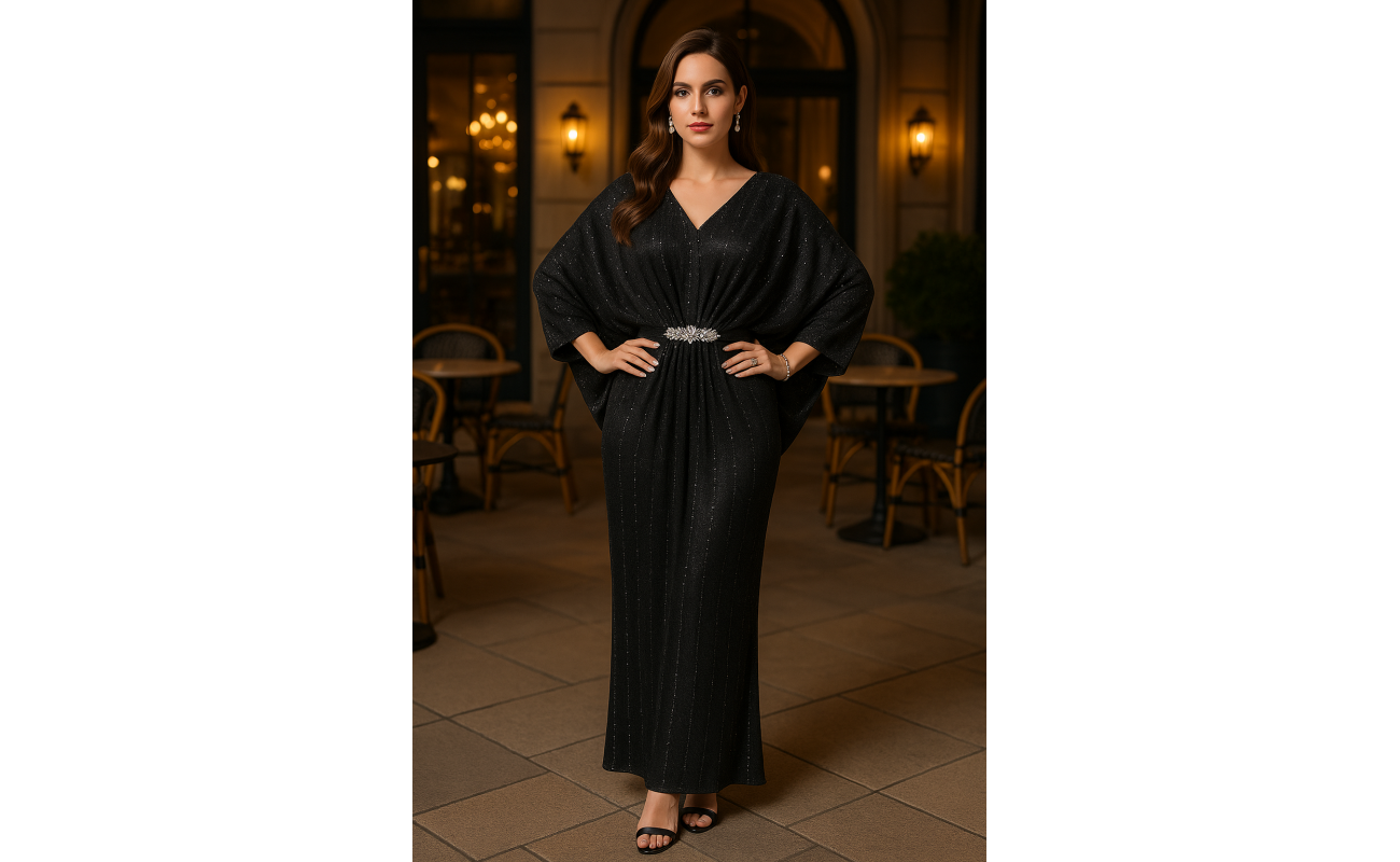 Elegant Black Free Size Kaftan Dress