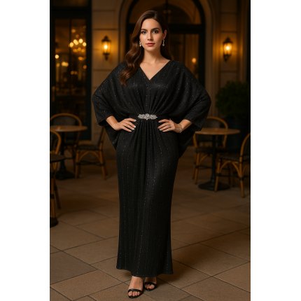 Elegant Black Free Size Kaftan Dress