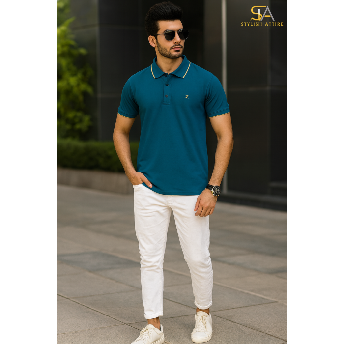 Teal Blue Polo T-Shirt