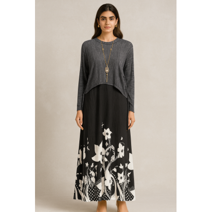 black cotton spandex maxi dress for women