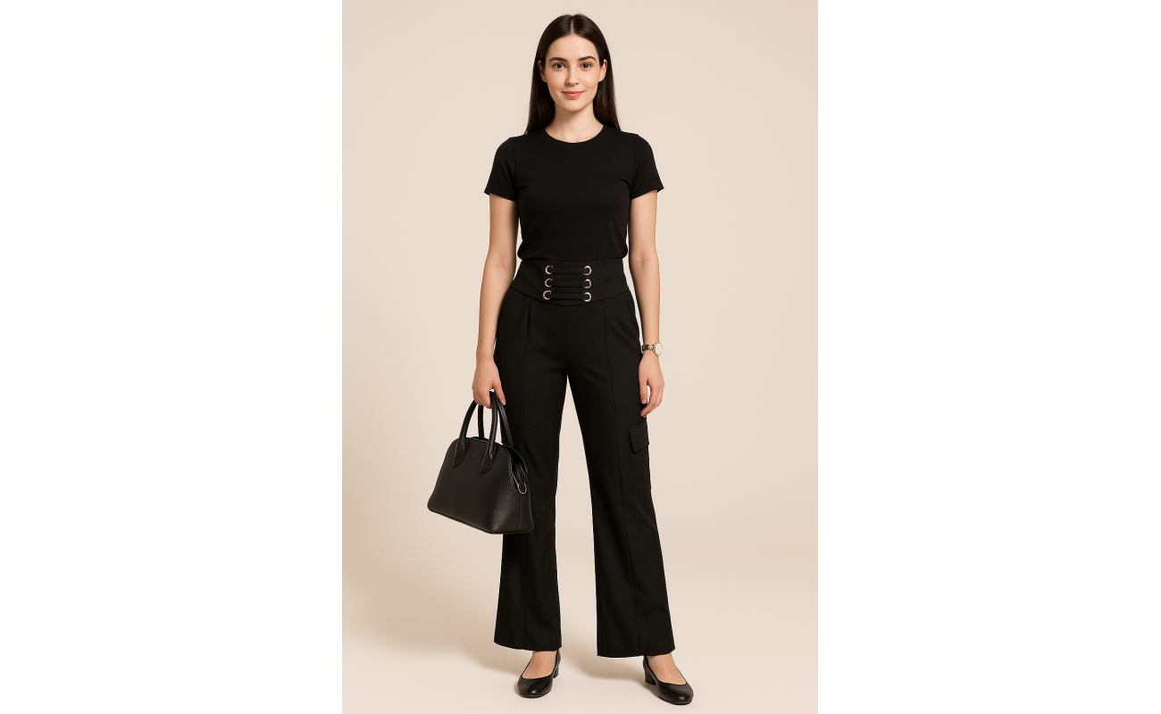 Black High-Waist Cargo Pants