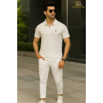 Classic White Zipper Polo