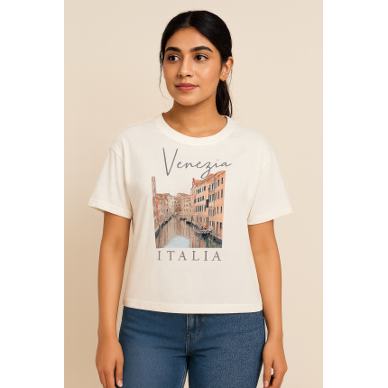 Venezia Italia White Crop T-Shirt