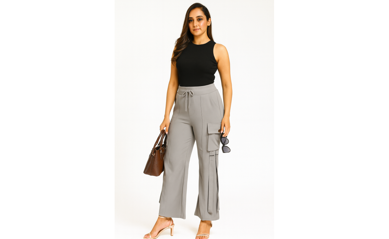 Grey wide leg pants