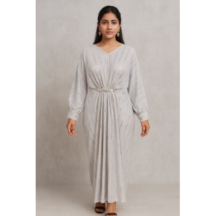 Silver silk party kaftan