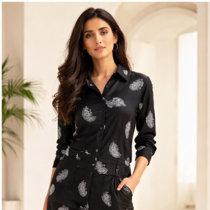 Midnight Paisley Irish Linen Co-ord Set